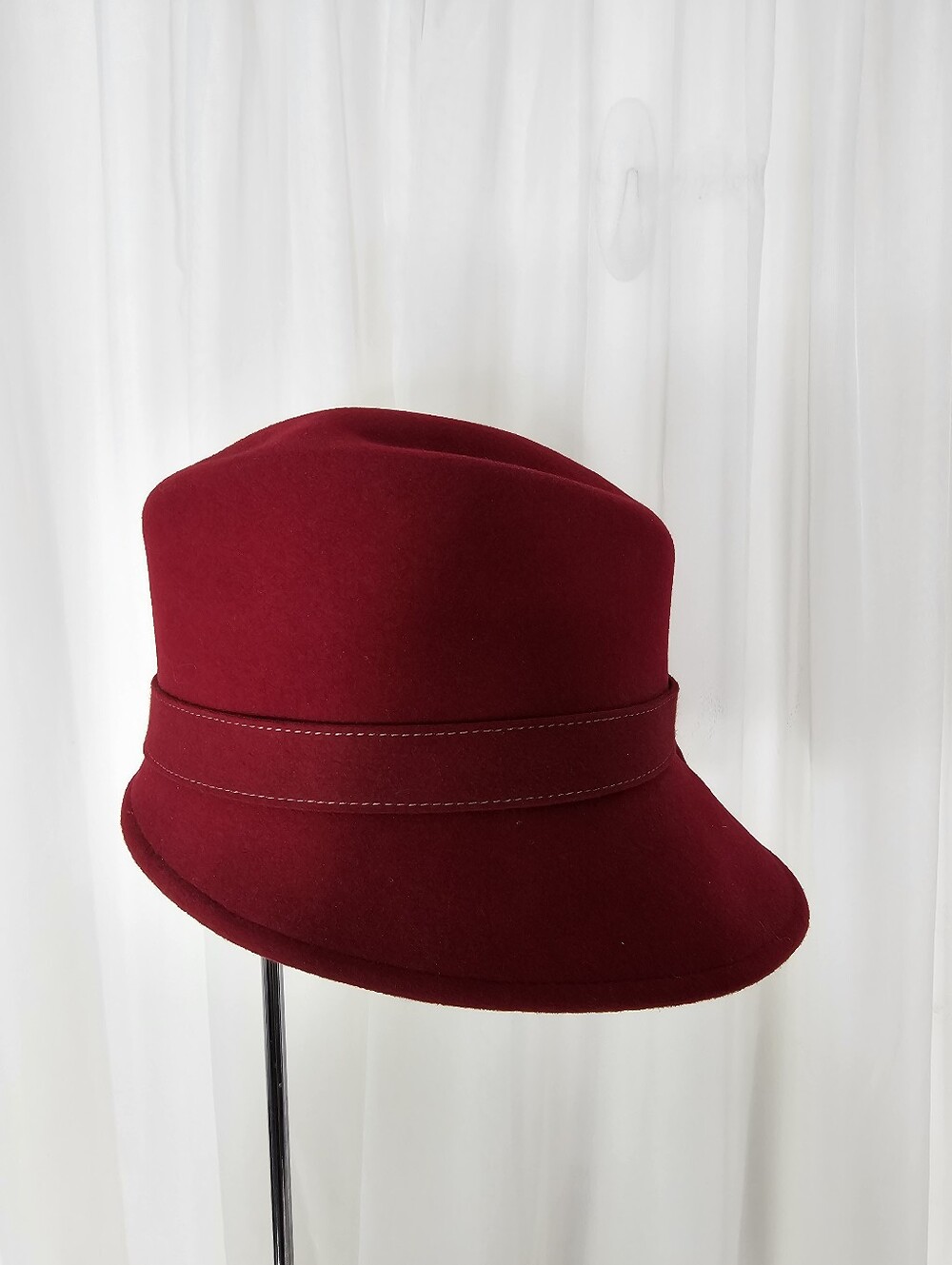 Eric Javits Red Felt Cloche Hat Bow Vintage - Picture 7 of 12